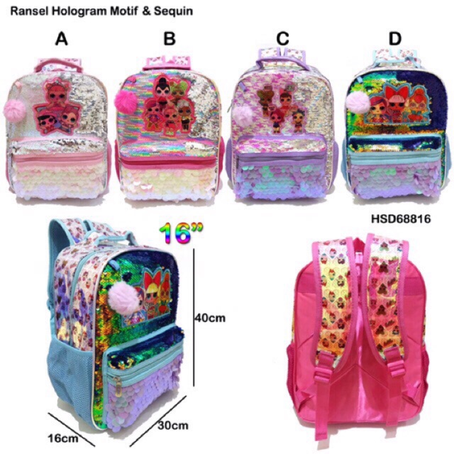 Tas sekolah anak SD LOL sequin