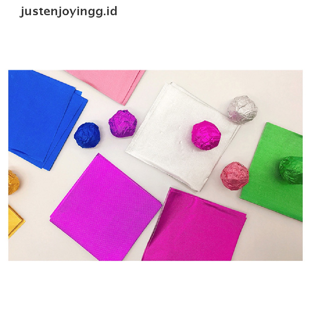 // justenjoyingg.id // 100Pcs Foil Candy Package Paper Chocolate Aluminum Candy Sugar Food Tin Paper ~