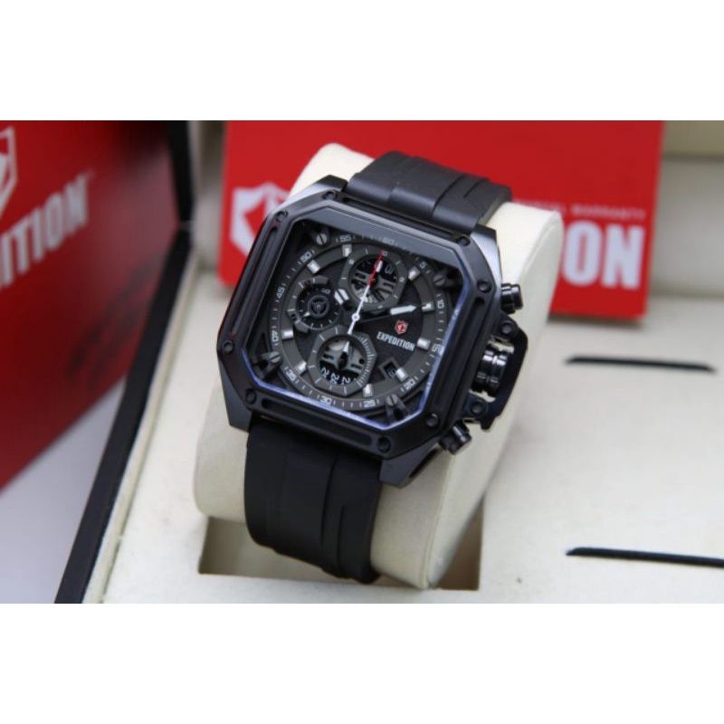 JAM TANGAN PRIA EXPEDITION E 6812 RUBBER BLACK E 6812 ORIGINAL