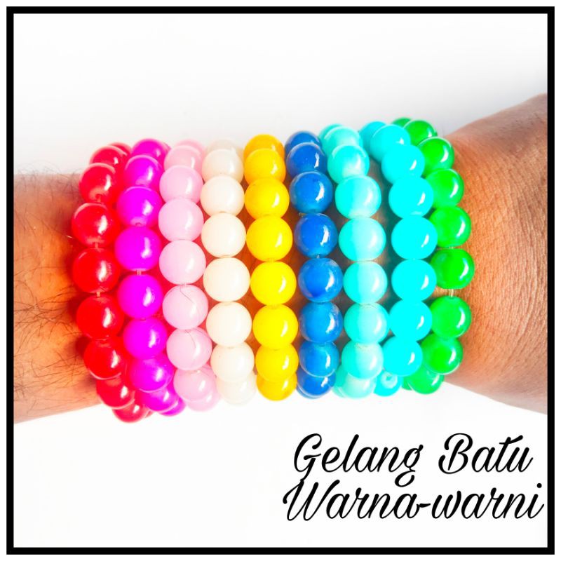 Gelang batu warna warni tali senar elastis