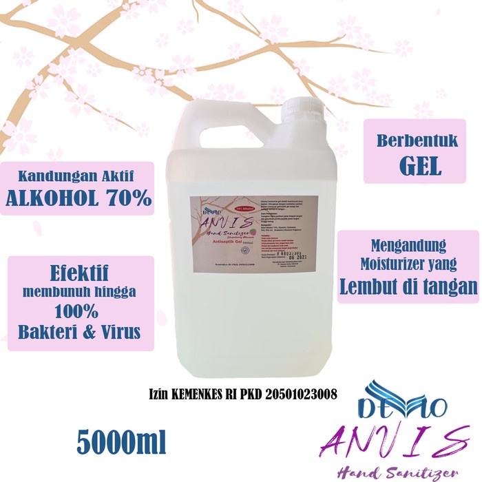 Sanitizer-Hand- Devlo Anvis Hand Sanitizer Gel Alkohol 70% Aseptic Gel 5 Liter -Hand-Sanitizer.