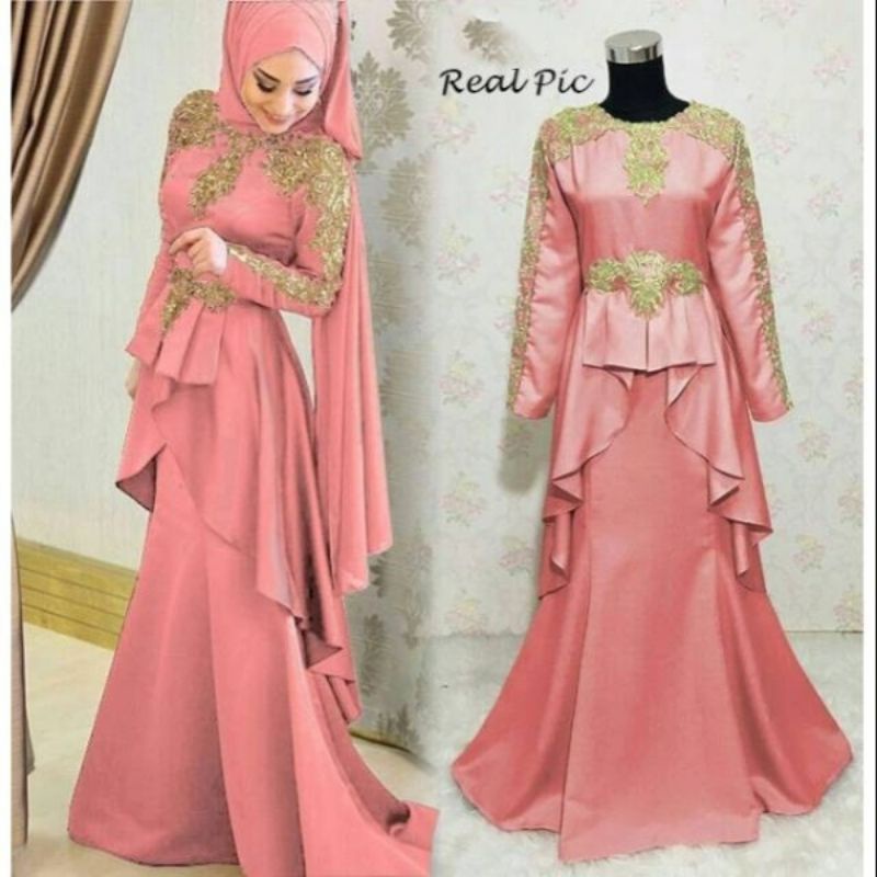 RIANA WISNA| GAMIS PESTA BORDIR ELEGAN|GAMIS PESTA BORDIR TERBARU|GAMIS PESTA BORDIR KEKINIAN|GAMIS 