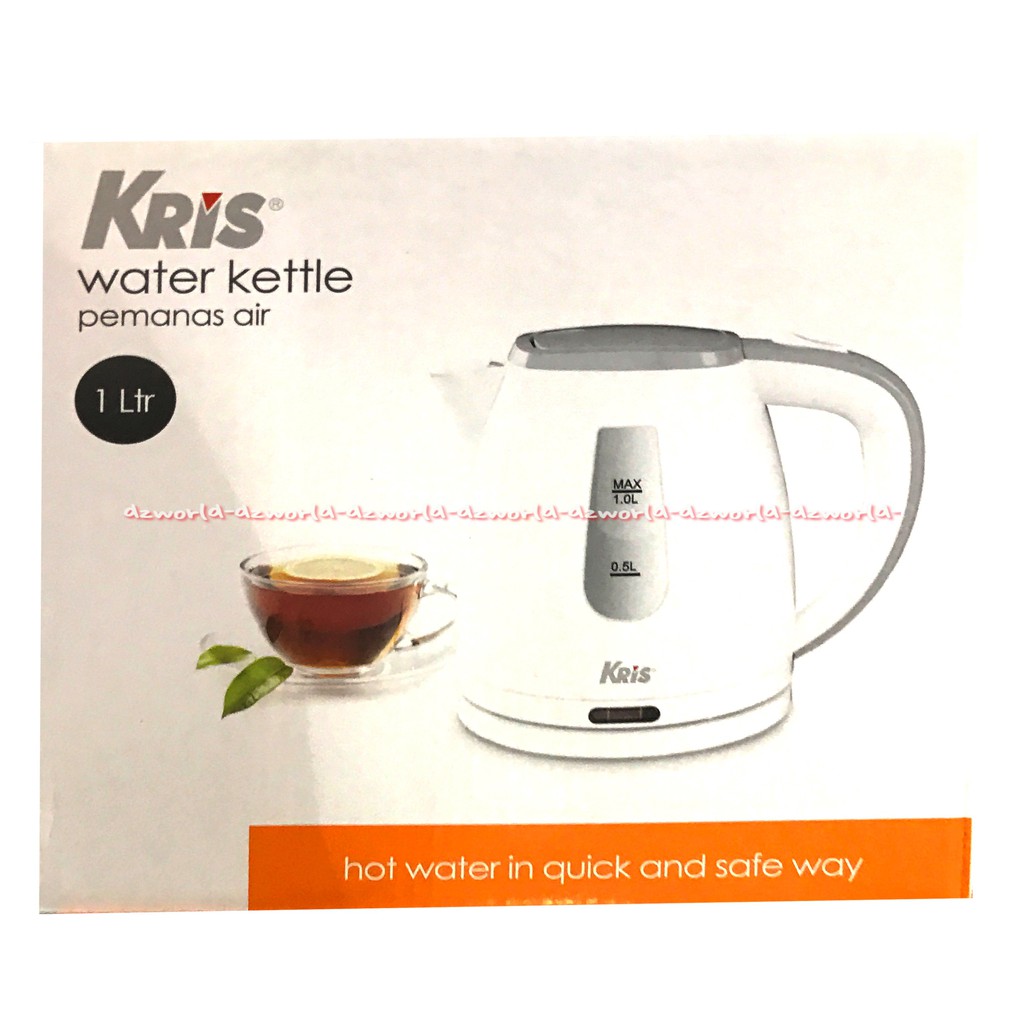 Kris Water Kettle 1L Teko Listrik Pemanas Air Cerek Listrik Kris Chef 1 Liter Warna Putih List Abu