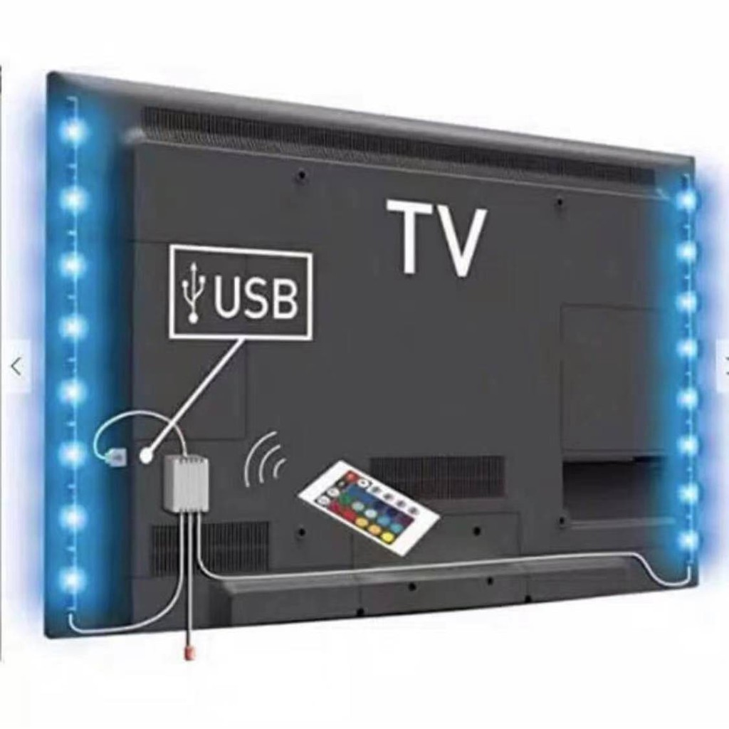 LED Strip RGB 5050 Dengan 5V USB STRIP ESTV Controller &amp; Remot Control TV KOMPUTER