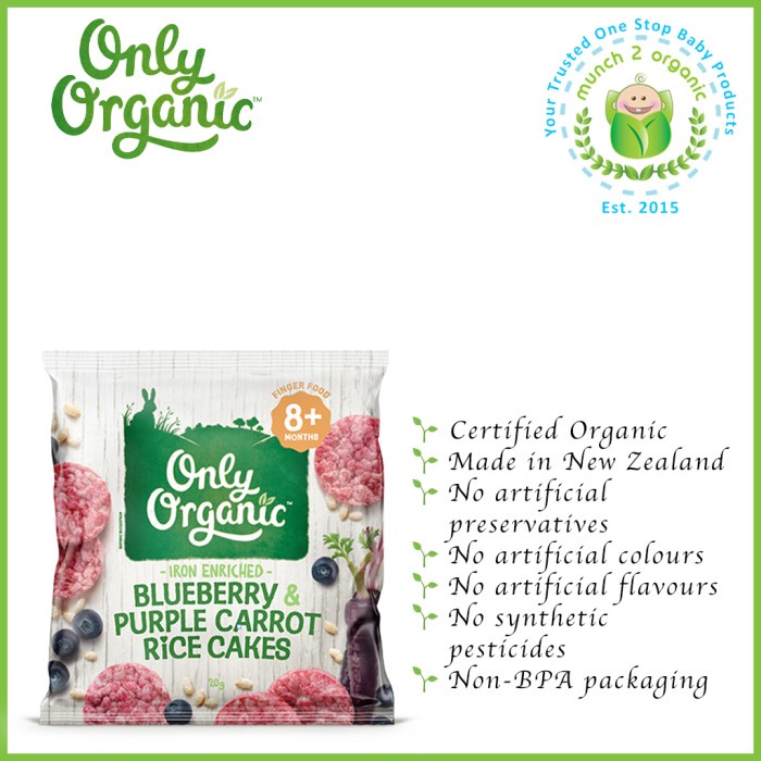 

ROMAN ONLY ORGANIC BLUEBERRY & PURPLE CARROT MINI RICE CAKE 8+