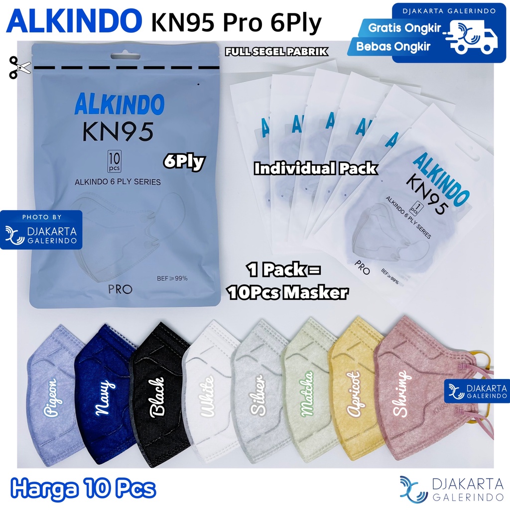 Masker Alkindo KN95 PRO Individual Pack 6PLY  isi 10Pcs