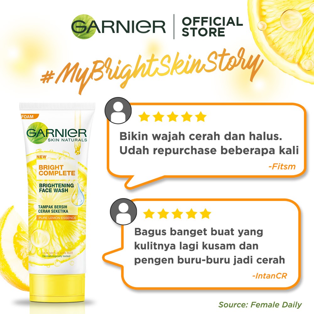 Garnier Bright Complete Vitamin C 30x Booster Serum Skin Care ( Cepat Cerahkan Noda Hitam )