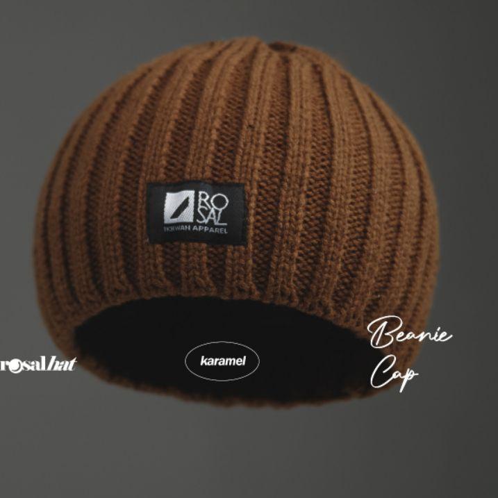 Beanie Cap Rosal bahan Benang Wol  Peci Kupluk Rajut Dewasa untuk Sholat dan Kegiatan harian ..