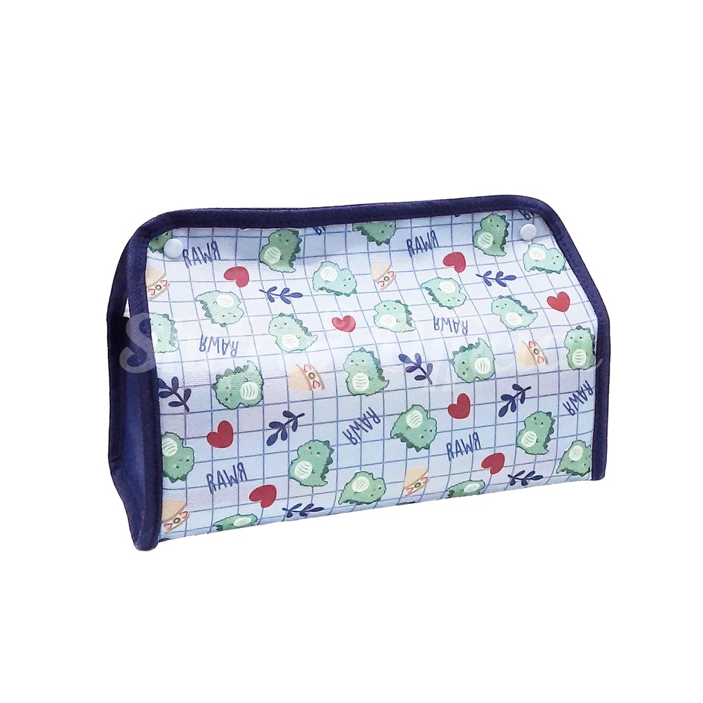 Shifra Pouch Tempat Tissue Kulit Sintetis Dino Animal Rainbow Pattern (TIDAK TERMASUK TISSUE)