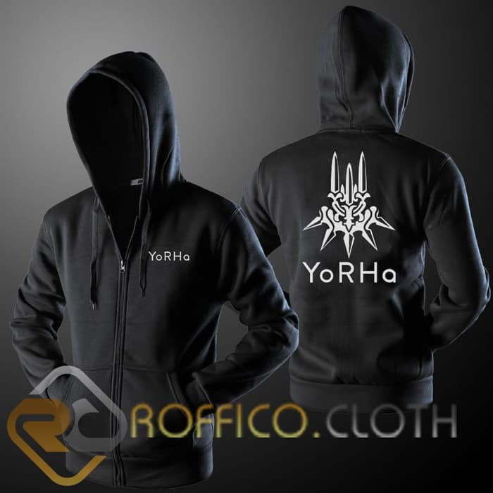 Jaket Hoodie Zipper Logo NieR Automata YoRHa - Roffico Cloth