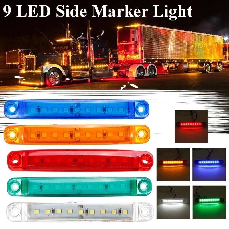 [1 Pcs Car Warning Side Light 24V LED Lights ] [Car Truck Marker 9 LED Strip Waterproof  Lamp]