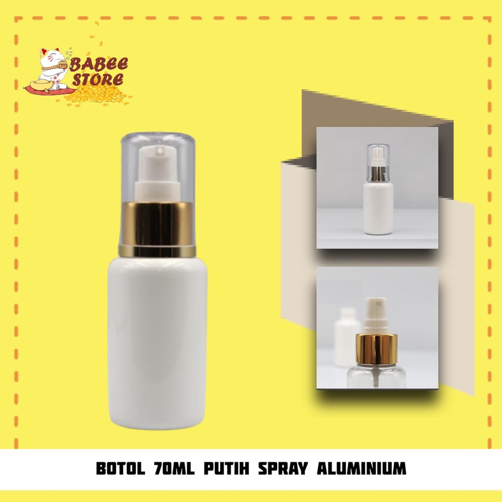 BOTOL SPRAY 70ML TUBULAR PUTIH FULL COVER / BOTOL PLASTIK 70 ML SPRAY GOLD SILVER