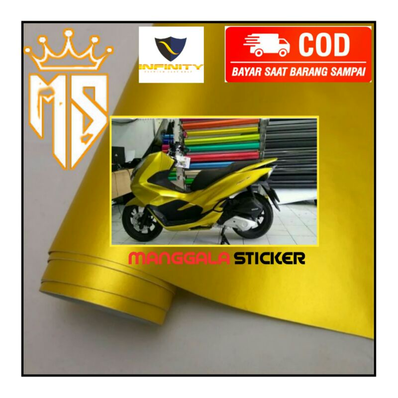 Stiker skotlet doff metalik chrome / skotlet metalik doff warna kuning untuk motor dan mobil