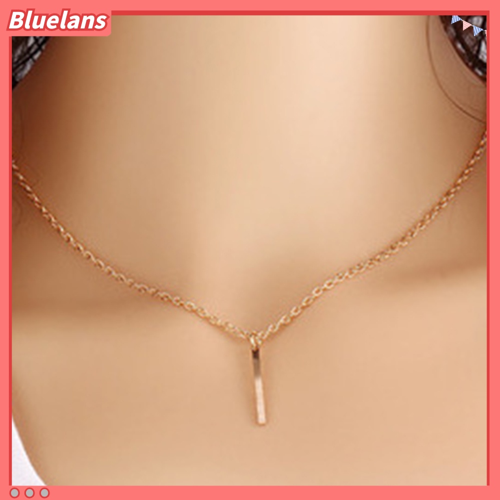 Bluelans Women Fashion Metal Bar Charm Dangle Gold Plated Chain Pendant Necklace