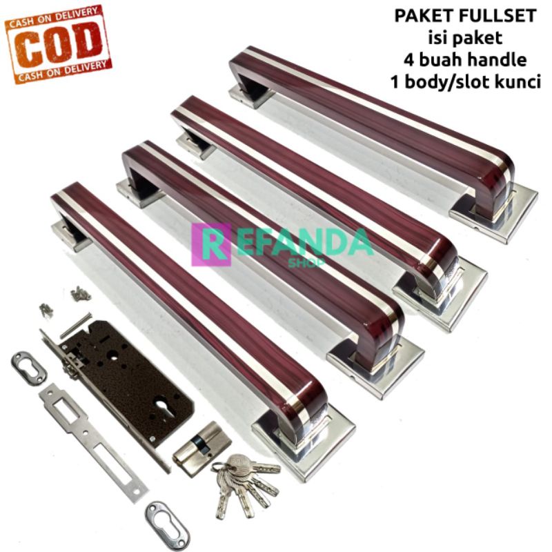 4buah handle tarikan gagang handle pintu rumah minimalis panjang 35cm45cm&60cm fullset slot kunci