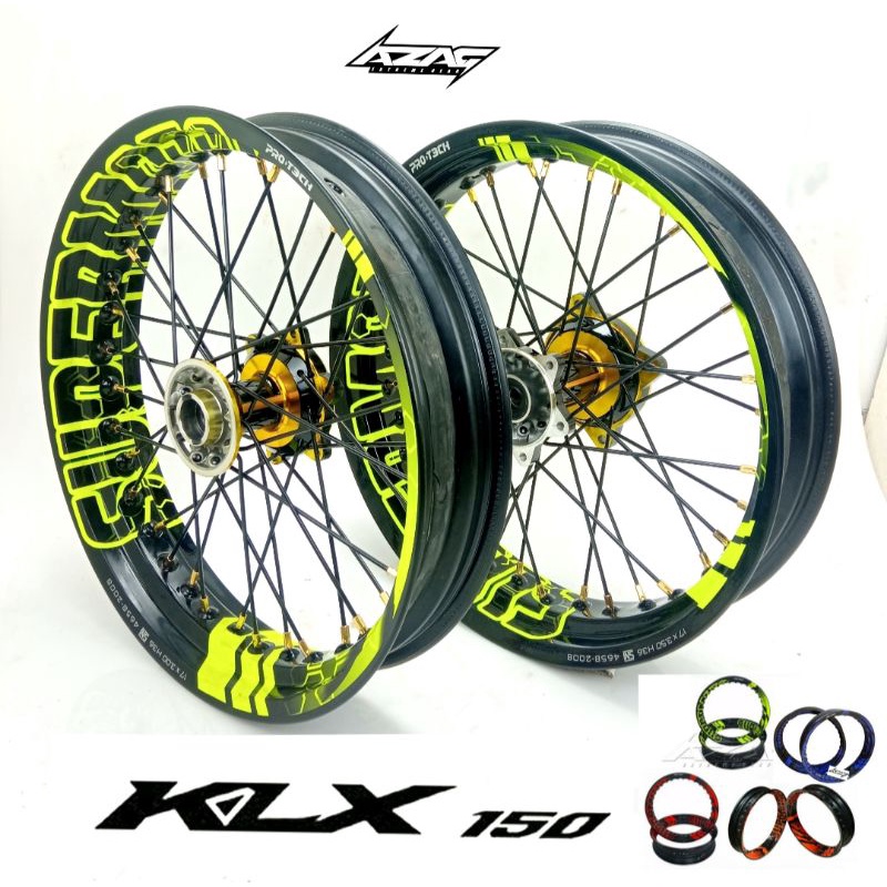 VELG SET WHELSET SUPERMOTO KLX DTRACKER 150 RING VELG PROTECH 17 300 350