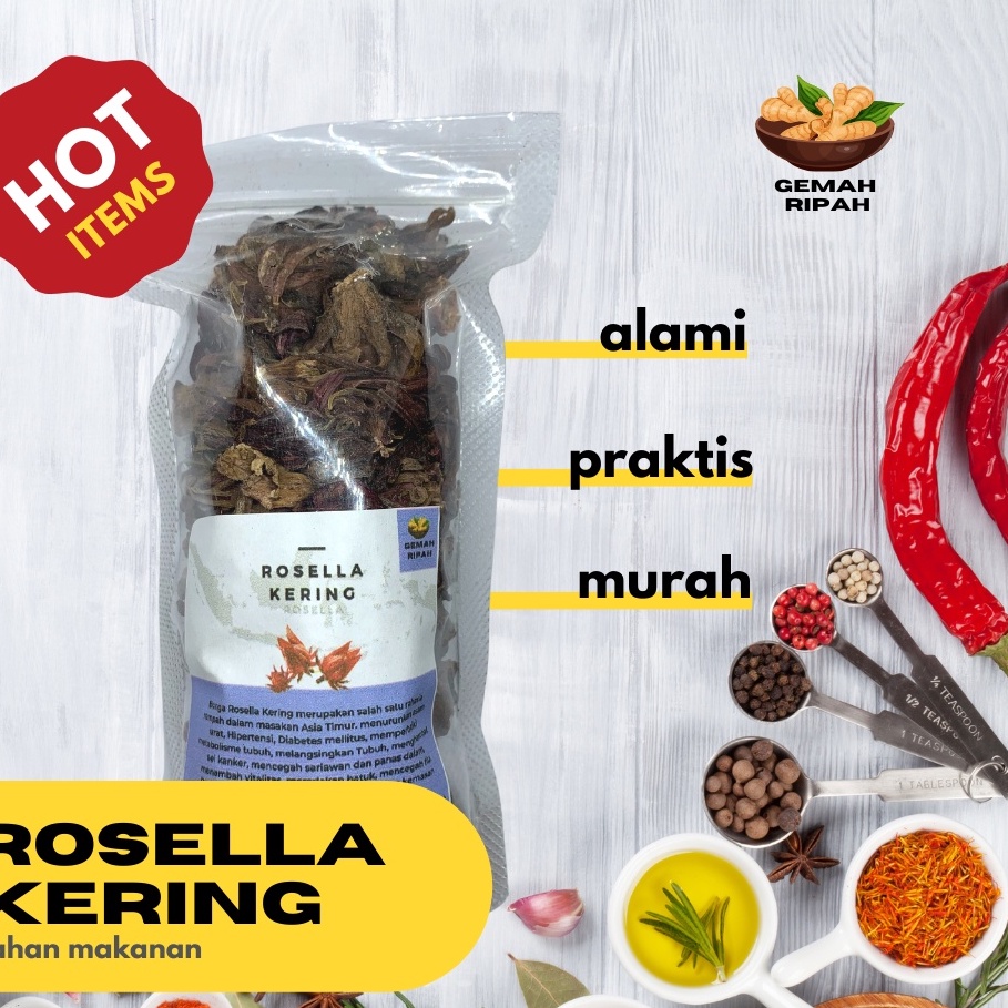 

Teh Rosela kering 40gram - Rosela merah - bunga rosella kering