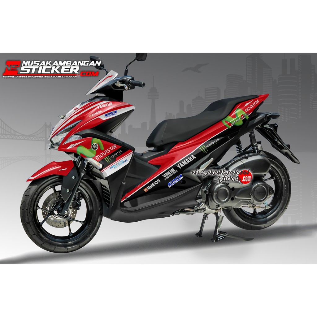 Decal Stiker Motor Yamaha Aerox Full Body Movistar Merah Racing Team Sticker Custom Variasi Motif Ka
