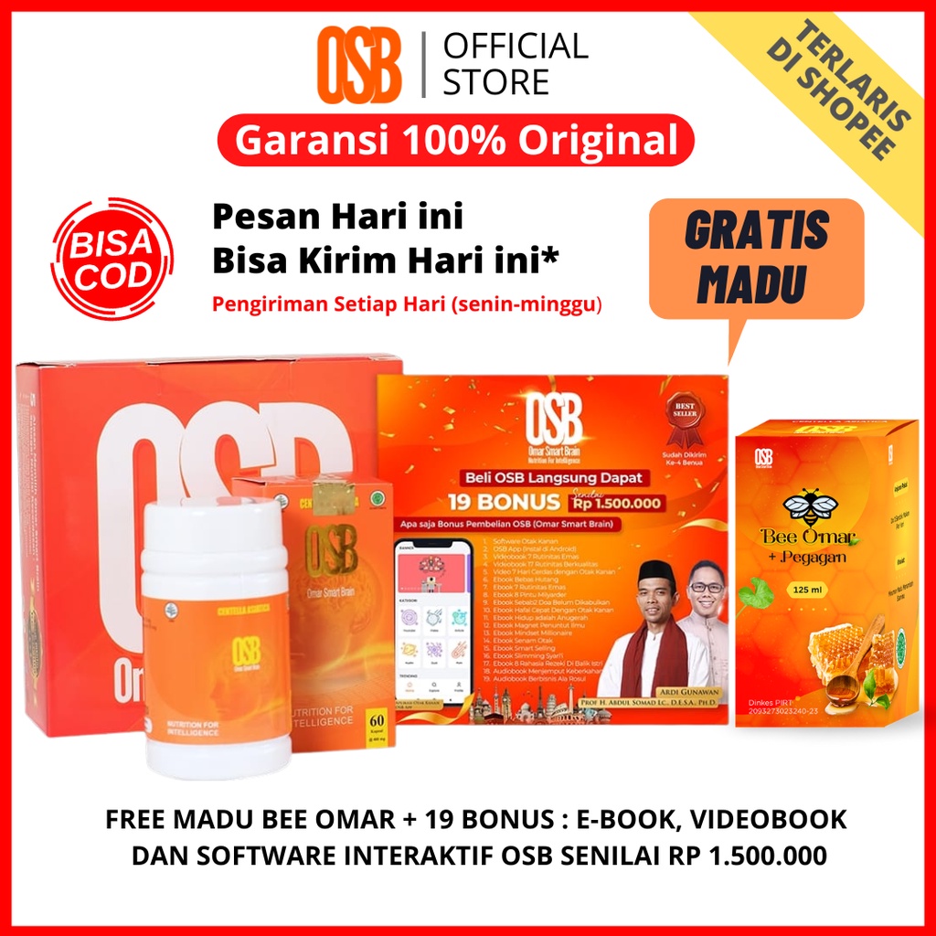 1 Botol OSB Vitamin Otak Anak dan Dewasa Kapsul Omar Smart Brain 100% Original