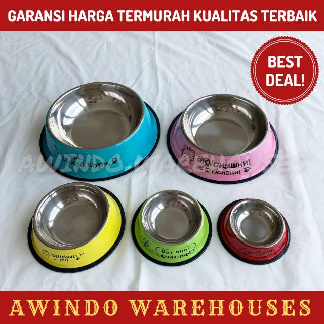 TEMPAT PIRING MANGKOK MAKAN MINUM HEWAN ANJING KUCING PET PLATE BOWL STAINLESS STEEL