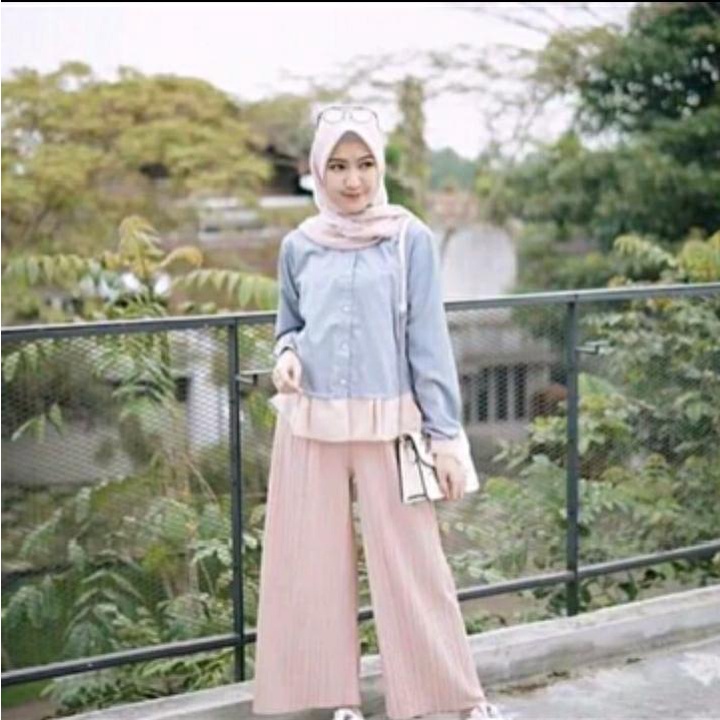 CELANA KULOT PANJANG WANITA DEWASA TERBARU 20022 MOTIF PLISKET