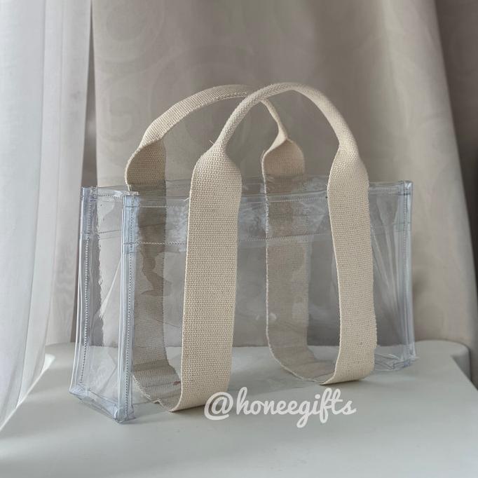 Tas Tote Bag Mika Korea Transparan Tebal Kuat Goodie Gift Set Hampers