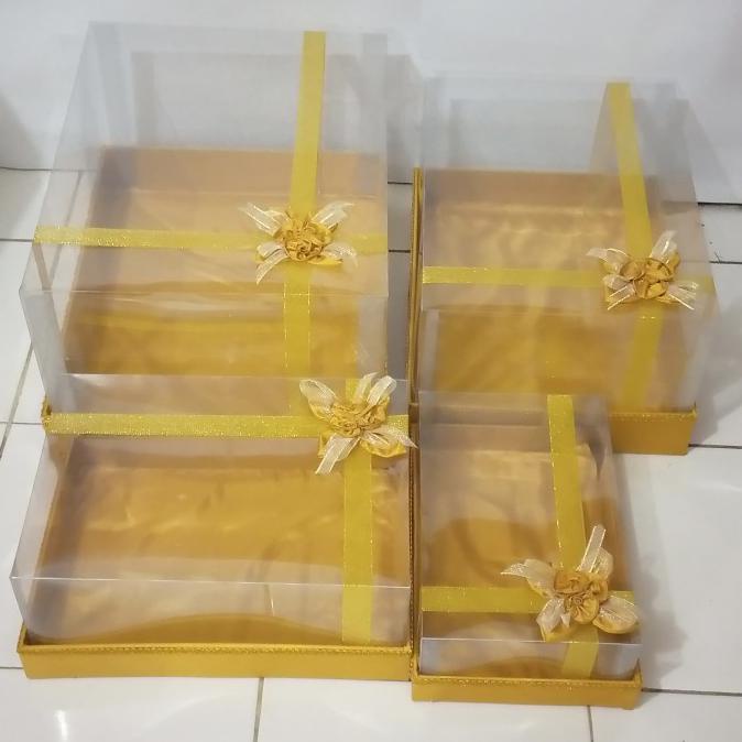 

❤BISA COD❤【BISA COD】 kotak hantaran seserahan mika pita isi 4 gold (emas) DIJAMIN