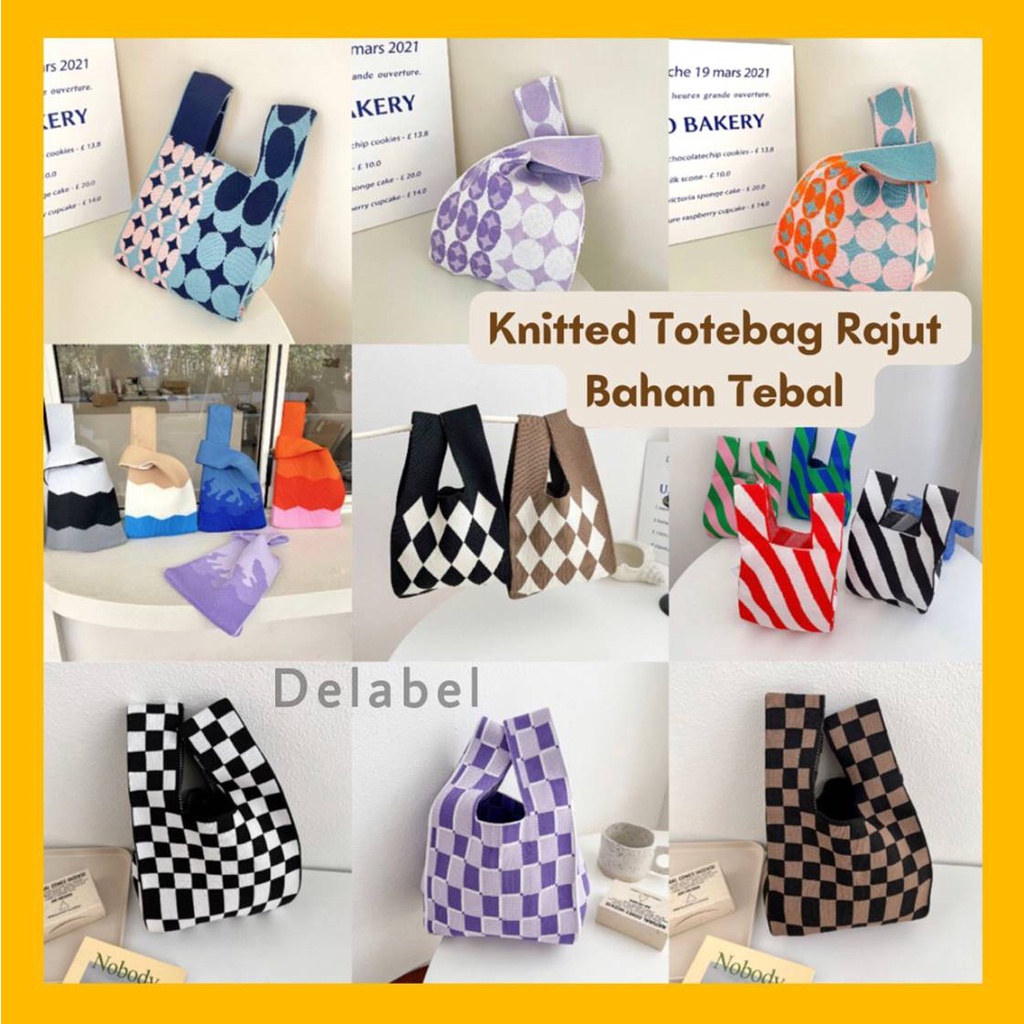 Tas BUFFOLLOW Vacay Tote Bag - Tas BUFOLLOW BUFFOLOW BAG VIRAL THAILAND - BENE Korean Knitted Checkered Tote Bag Tas Rajut Korea