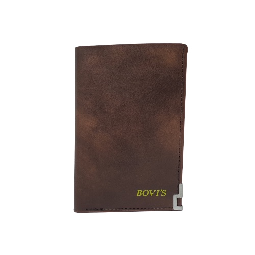 Dompet Pria Tanggung 3/4 Original Ori Bovis Branded Model 3 Dimensi Kualitas Distro Bahan Premium Harga Murah dan Terjangkau-COKLAT TUA