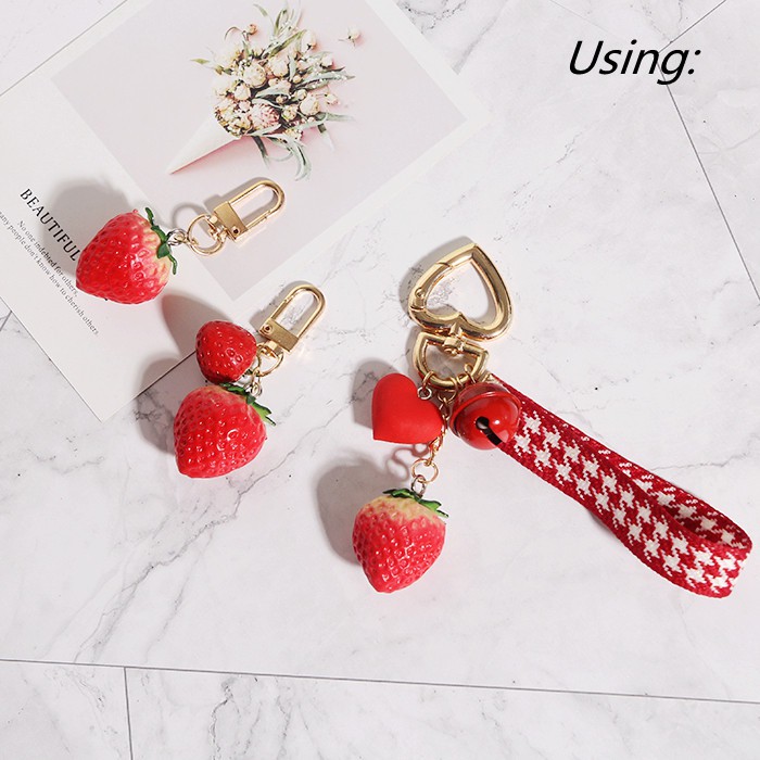 Charms Liontin Bentuk Strawberry Bahan Resin Untuk Membuat Perhiasan Anting Dan Gantungan Kunci