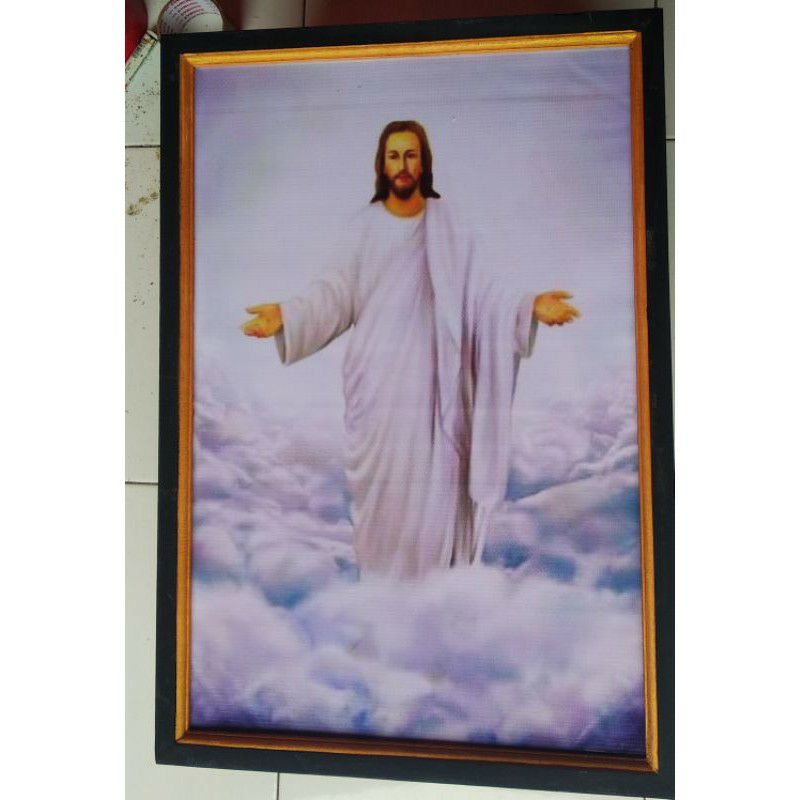 lukisan cetak Yesus Kristus plus bingkai UK 65×45.