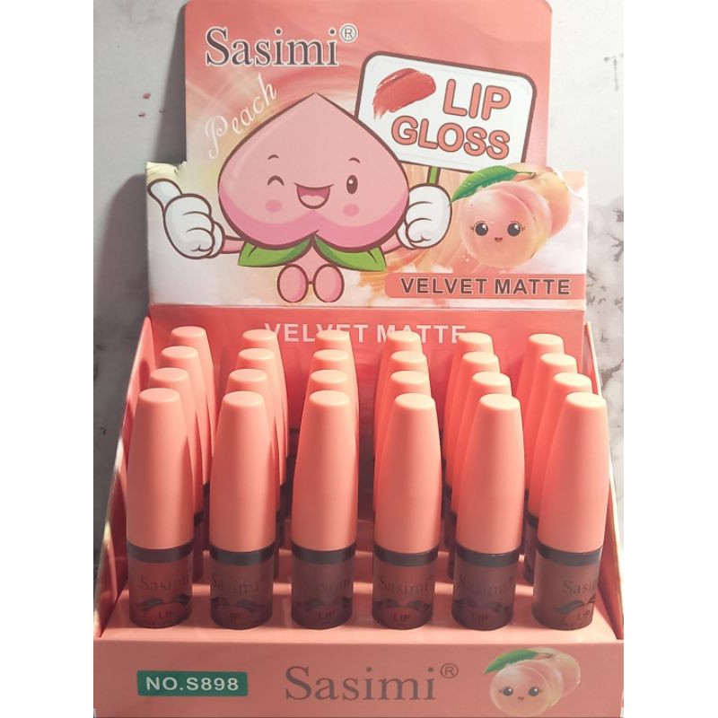 TERMURAH PER 6PCS LIP GLOSS SASIMI  VELVET MATTE HARUM PEACH NO.S898