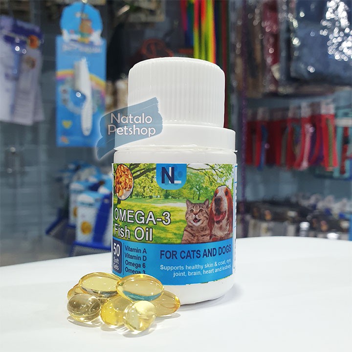 Fish Oil 50 Gels OMEGA 3/ Minyak Ikan Sehat Bulu Kucing Anjing Anak NL