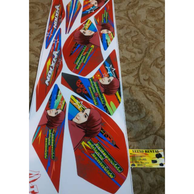 Striping Variasi Vixion NVA hijab merah sticker lis body yamaha Vixion