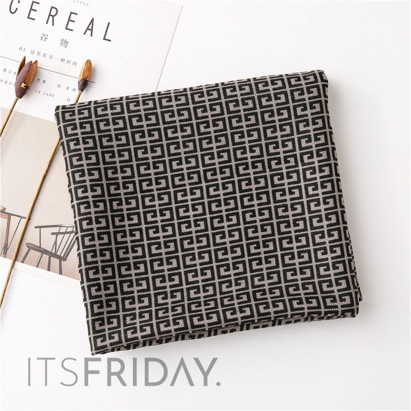 ITSFRIDAY DENA Scarf  - Premium Pashmina Shawl Selendang Syal Pasmina Hijab Import Motif Black