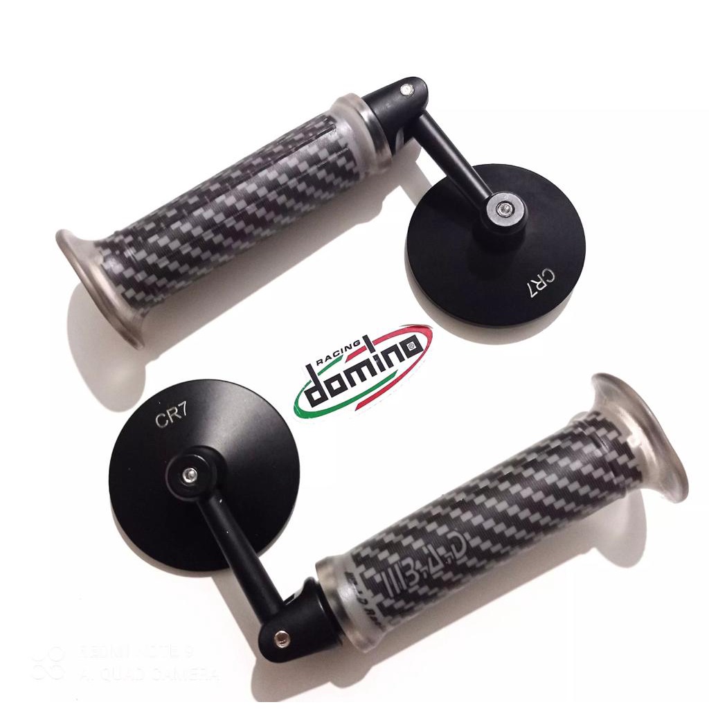 spion jalu bulat+grip karbon universal semua jenis motor