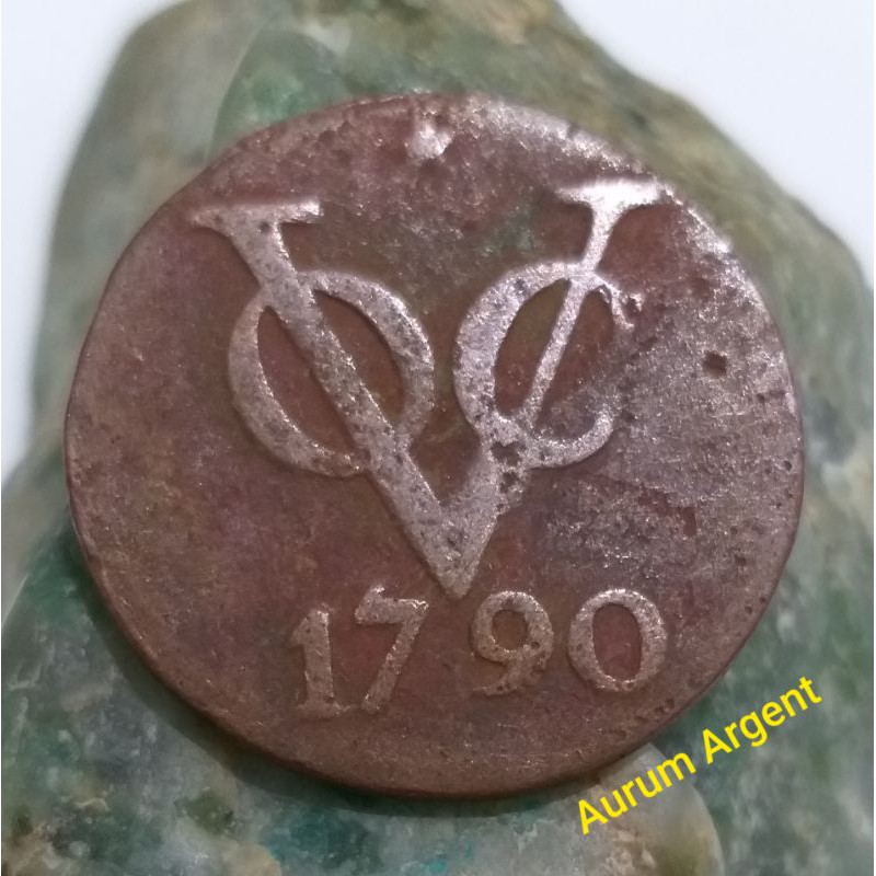SVOC.4-- 1 PC KOIN TEMBAGA KUNO ASLI 2 DOIT VOC TH 1790. --- COPPER COIN ---