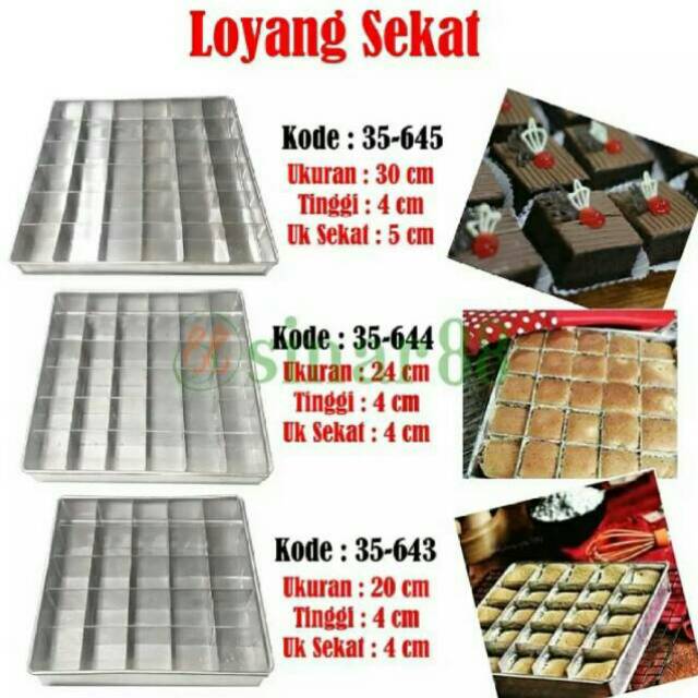 Loyang brownies sekat 20x20 cm 25 lubang