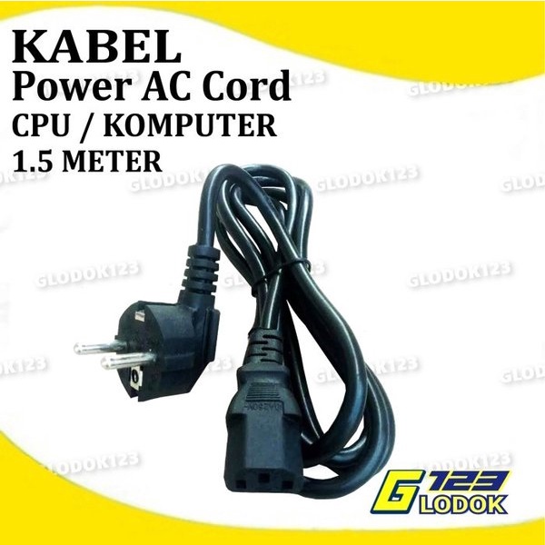 Kabel Power AC Cord Listrik Komputer PC CPU Desktop Cable 3 Lubang Pin