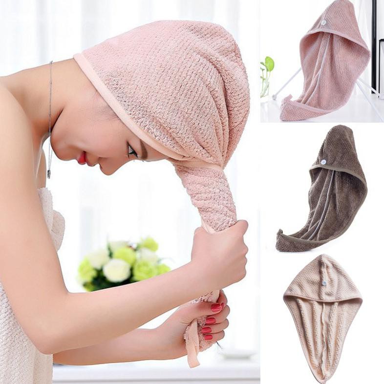 Handuk Pengering Rambut Kepala Hair Wrap Quick Drying Towel - FO60 - Pink