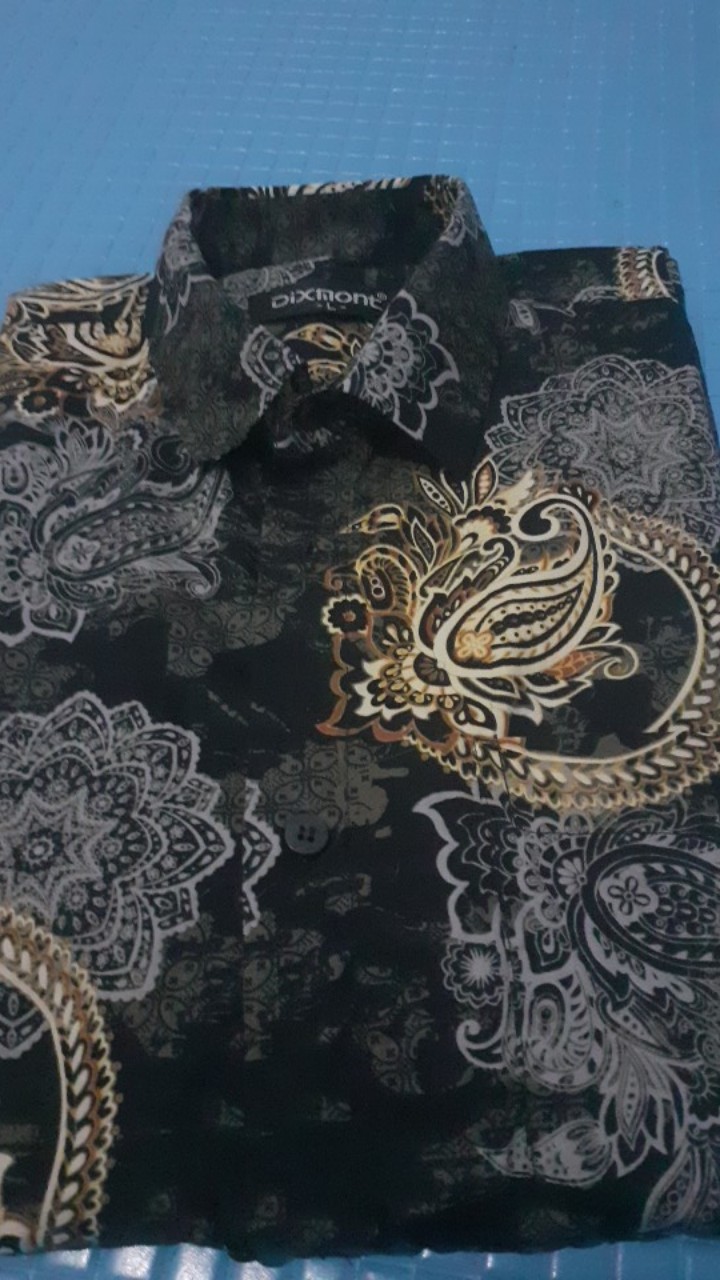 Kemeja Batik Pria Lengan Pendek Bs54 Katun Motif Modern Dixmont Semi Slimfit Premium