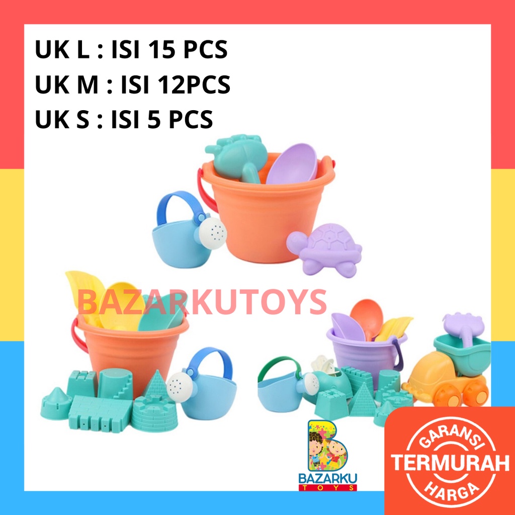 Beach Toys Ukuran SML Mainan Pantai Anak Mainan Cetakan Pasir Mainan Pasir Anak Beach Set Mainan Ember Pasir Pantai