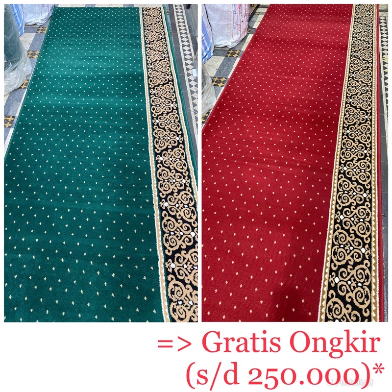 Karpet Sajadah Masjid 115cm Meteran Tebal Halus Lembut Mushola Custom (Harga per 10 Centimeter)