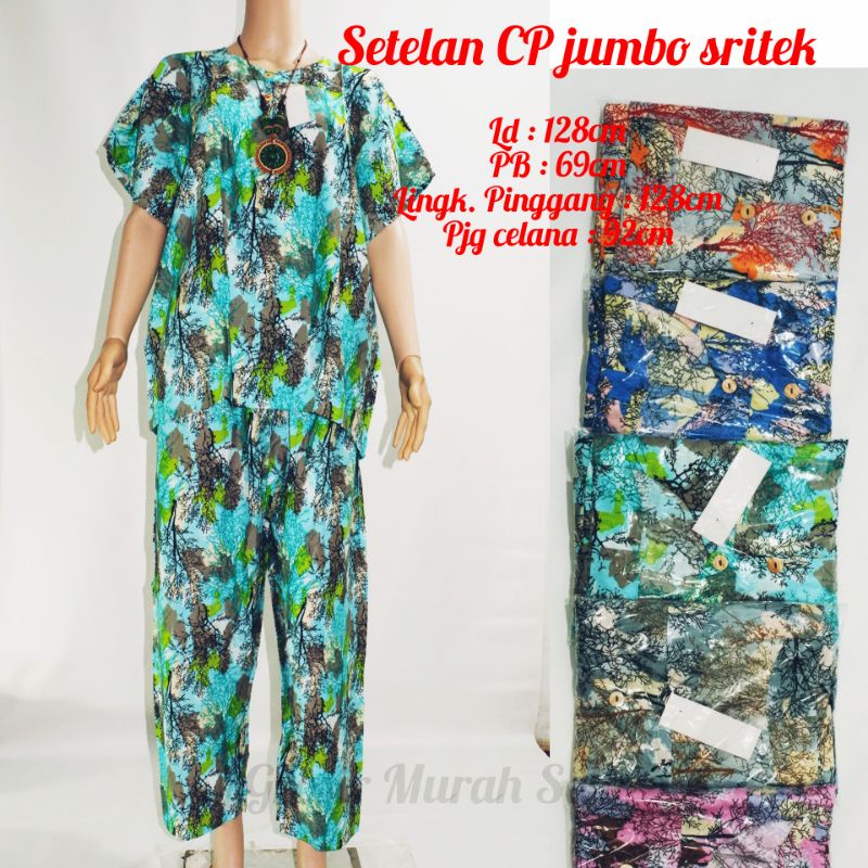 setelan celana panjang jumbo sritek baby doll batik piyama tye dye baju tidur santai rayon