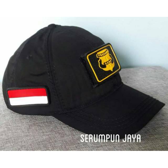 TOPI GADA PRATAMA - TOPI GADA PRATAMA LIST HITAM KUNING VELCRO 3 PATCH