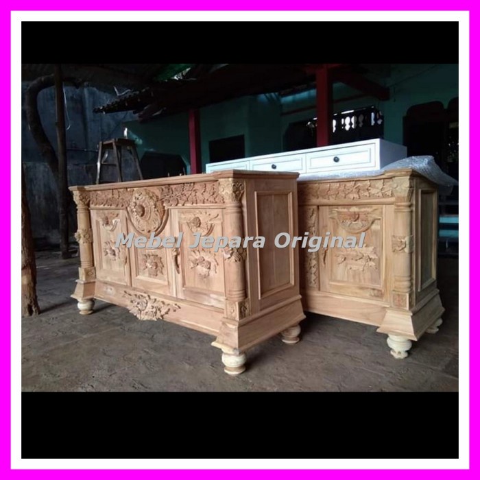 Bufet Ukir Kayu Jati - Meja Tv Ukir Jepara Jati Mebel Mentahan Murah