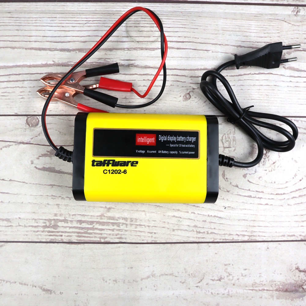 Taffware Charger Baterai Aki Mobil Motor LCD Display 13.8V 2A - C1202-6 - Yellow