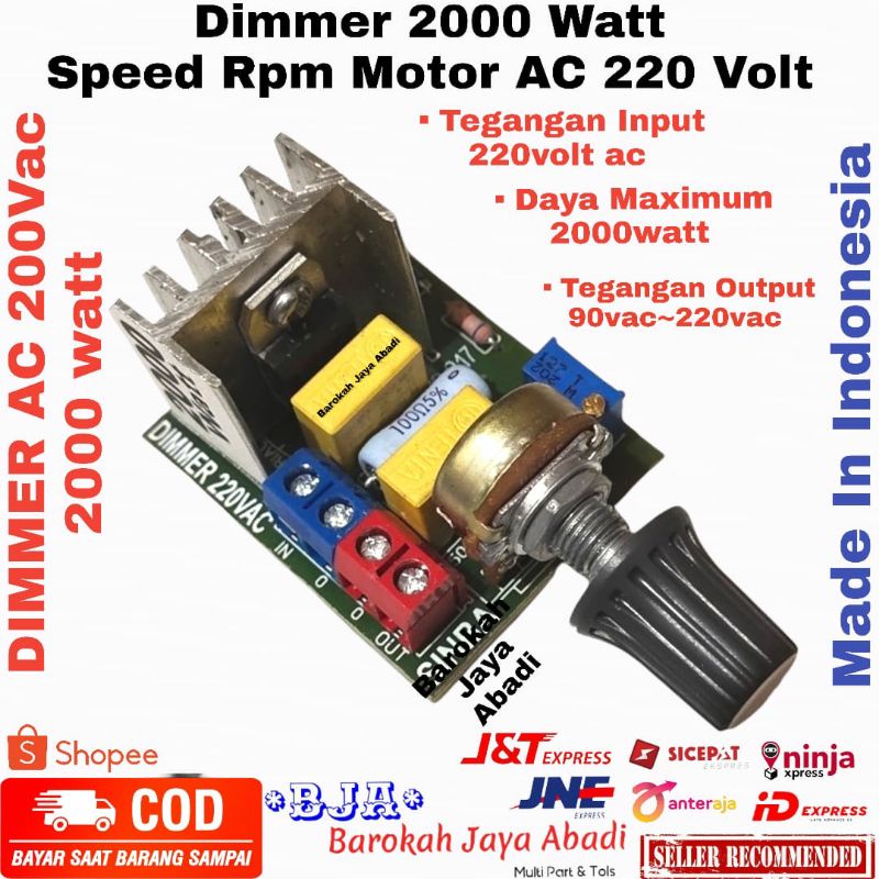 Dimmer AC 220 Volt 2000 Watt Regulator Dimmer Speed Controller AC 220V