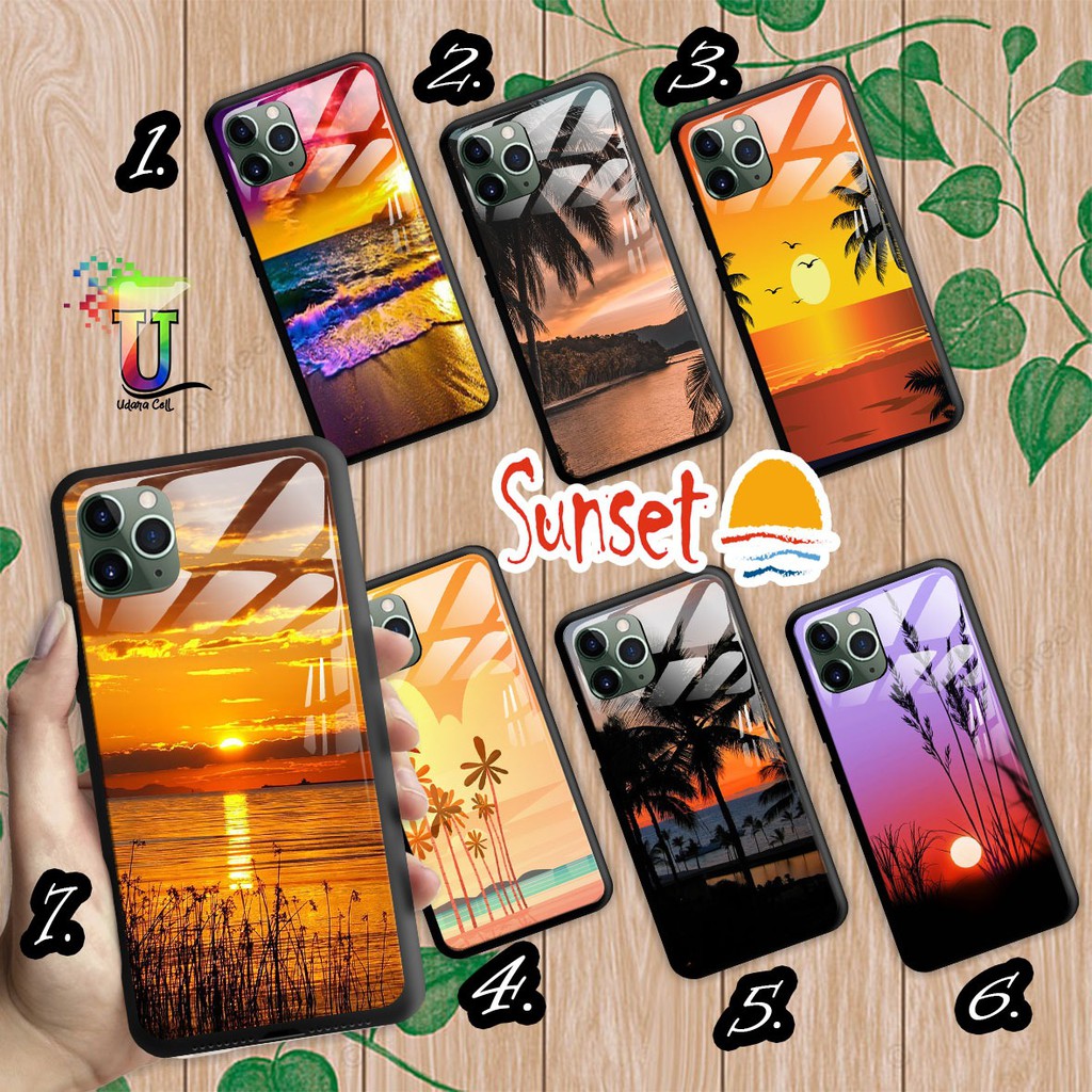 Softcase Back Case Glass Kaca SUNSET Xiaomi Redmi 6x 7 8a 8 9a 9c 10x Pocophone F1 M2 X3 UC3097