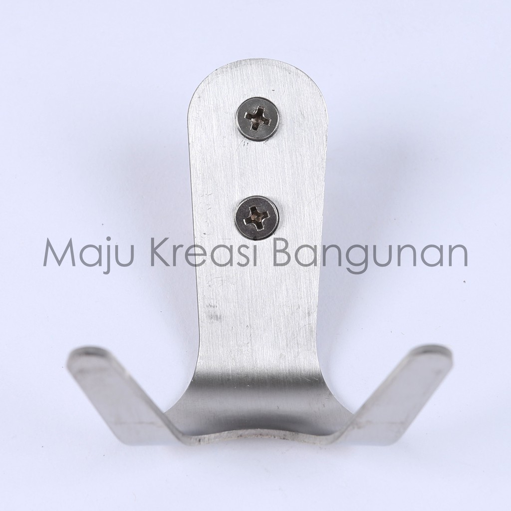 Gantungan Baju Hanger 2 Kait Soligen Stainless Kapstok Dinding Tembok Cantolan